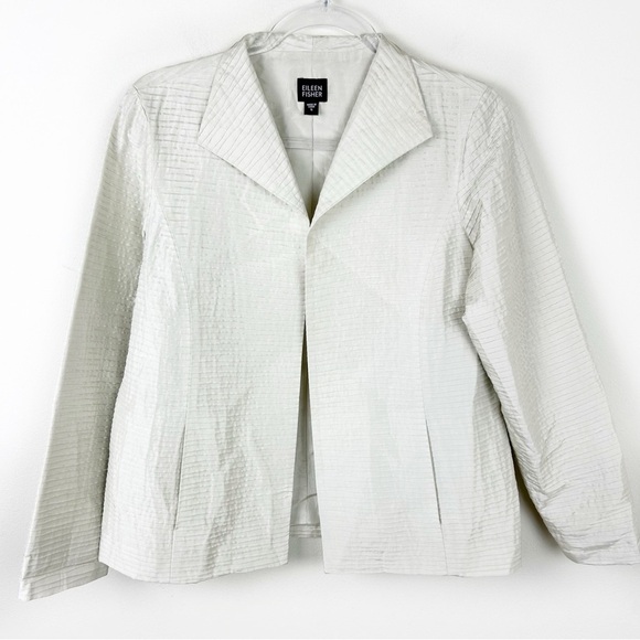 Eileen Fisher 100% silk textured silk lightweight jacket size: S - Picture 1 of 10
